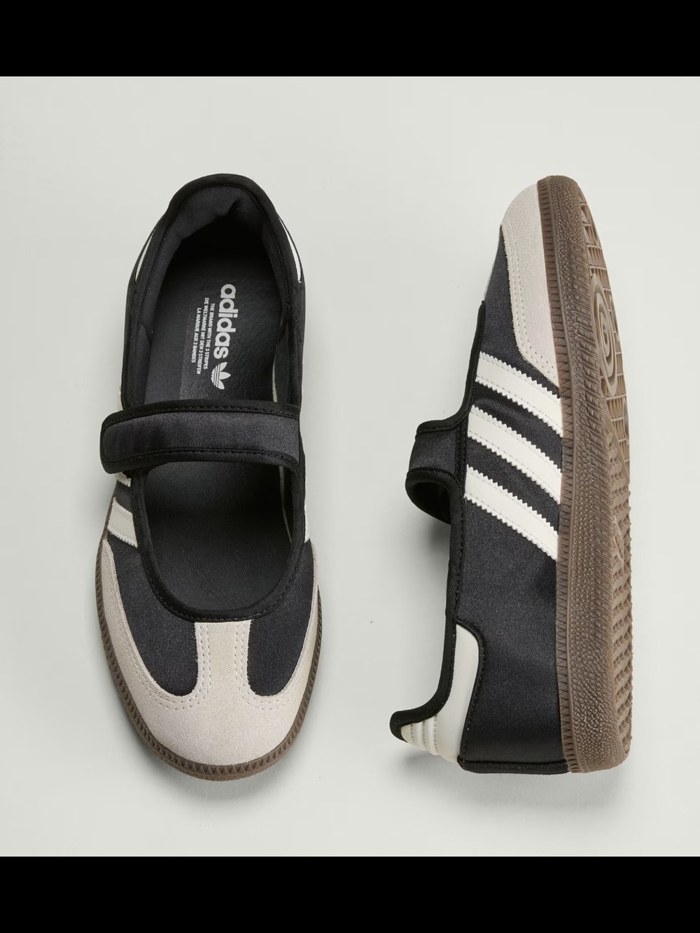 adidas Samba Mary-Jane Sneakers in Black and Cream with Brown Sole - Picture 2 of 4